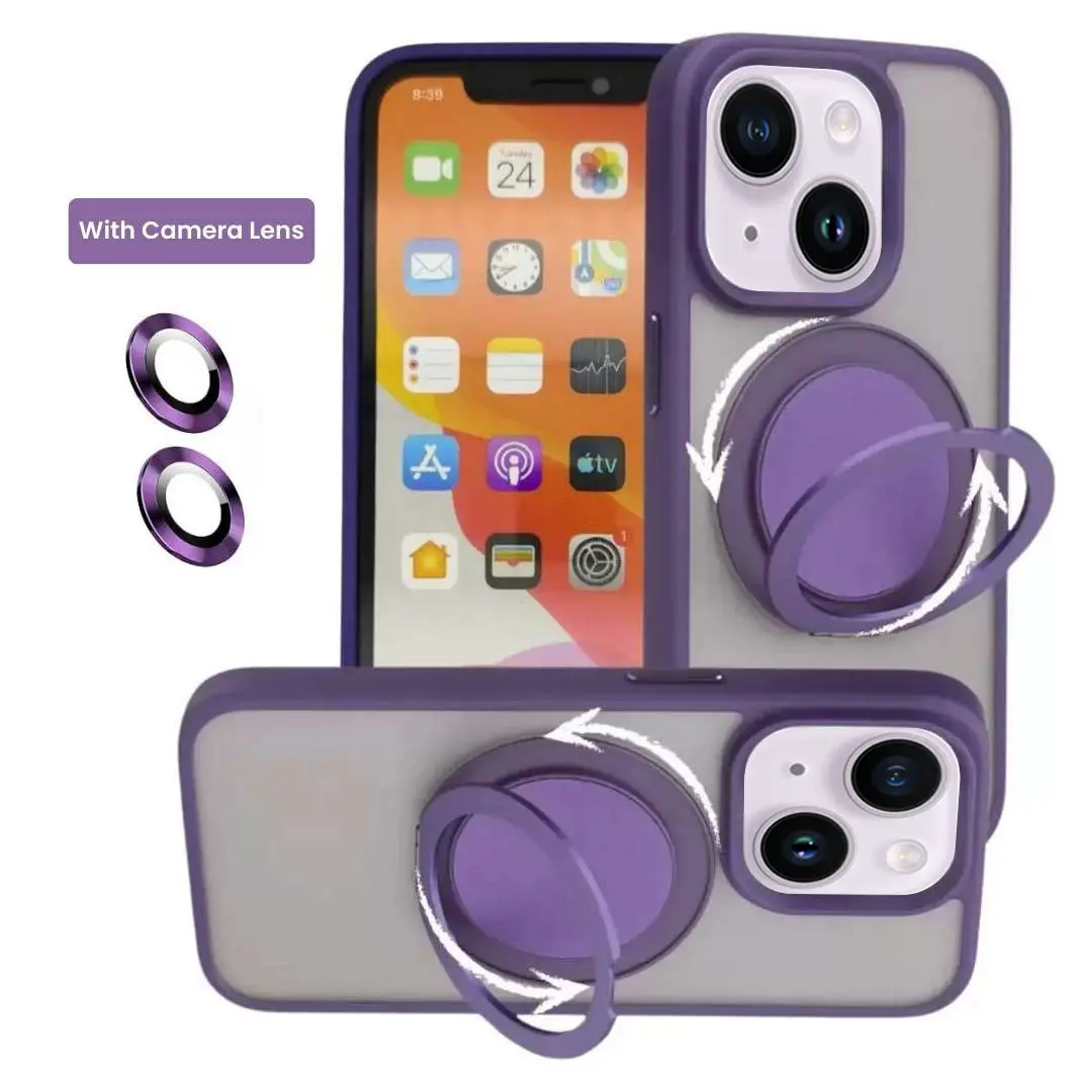 iPhone 15/iPhone 14/iPhone 13 MagSafe Cam Smoke Rotating Kickstand Dark Purple